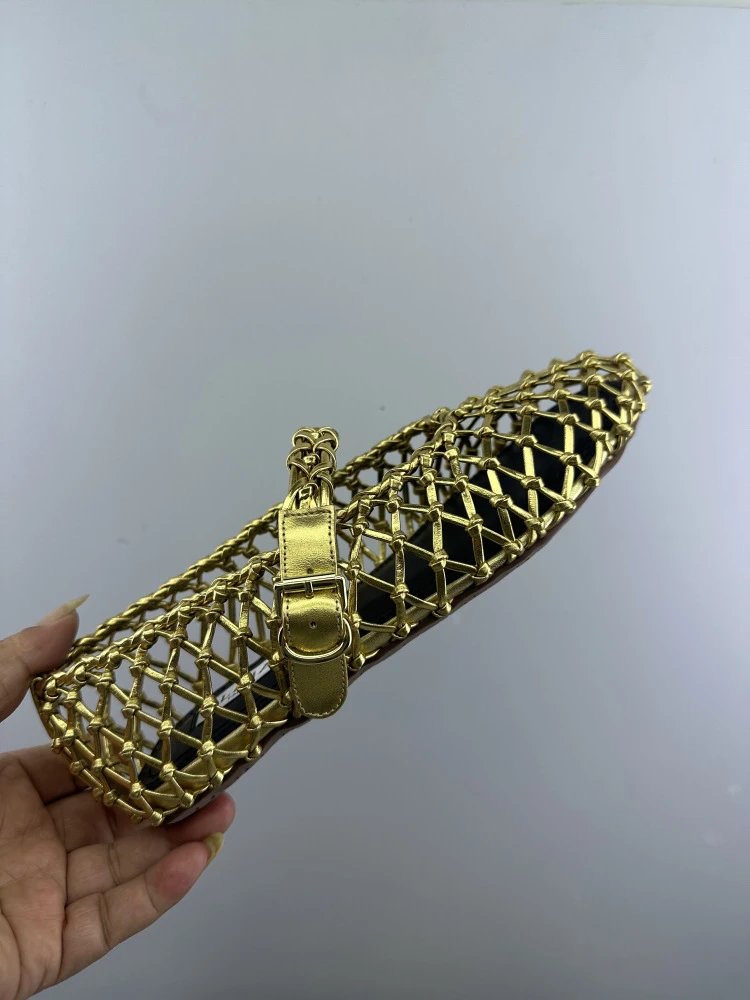 Maison Margiela Tabi Mesh Mary Janes Gold Shoes - 22