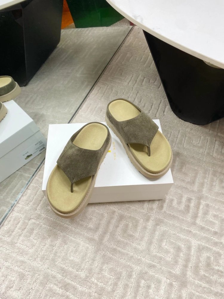 Gallery Dept. Suede Slide Sandals Olive Green Slippers - 4