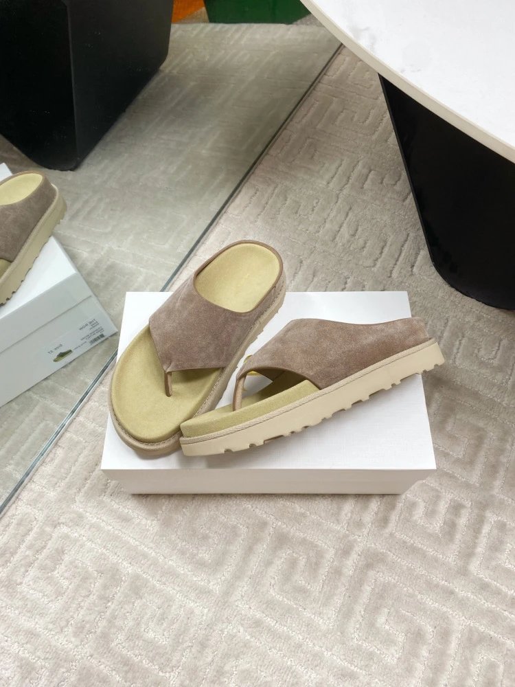 Gallery Dept. Suede Slide Sandals Olive Green Slippers - 14