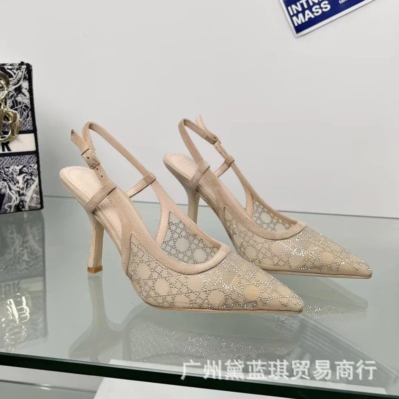 Dior Oblique Mesh Mule Heels Black Silver - 3