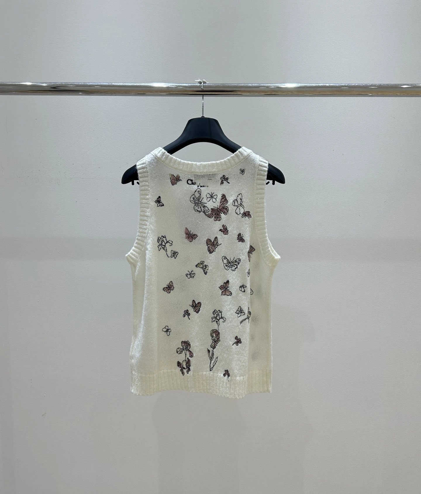 Dior Butterfly-Print Knit Vest Top White - 16