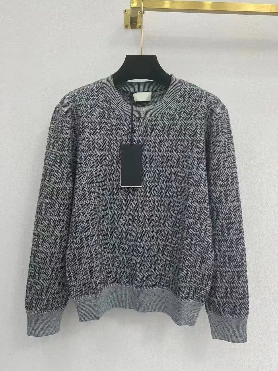 Fendi FF Monogram Knit Polo Gray - 2