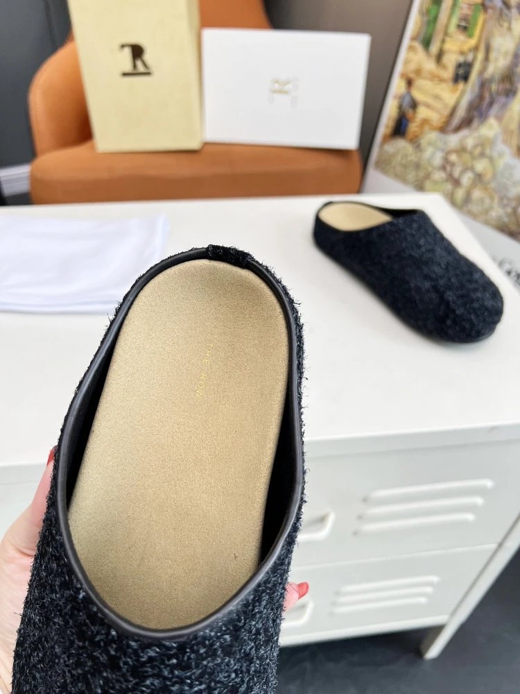 R Brand Wool-Blend Mule Slippers Charcoal Gray Slippers - 30