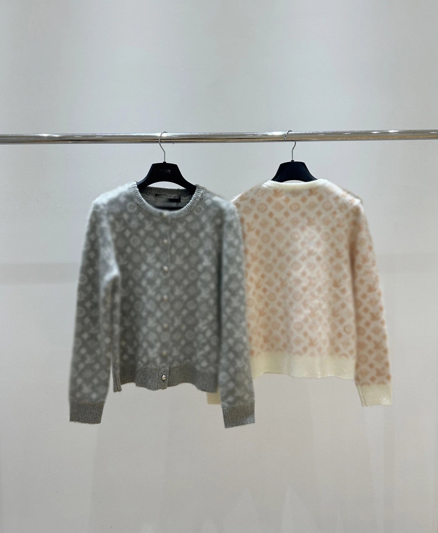 Louis Vuitton Monogram Knit Cardigan Beige Cream Sweater - 4