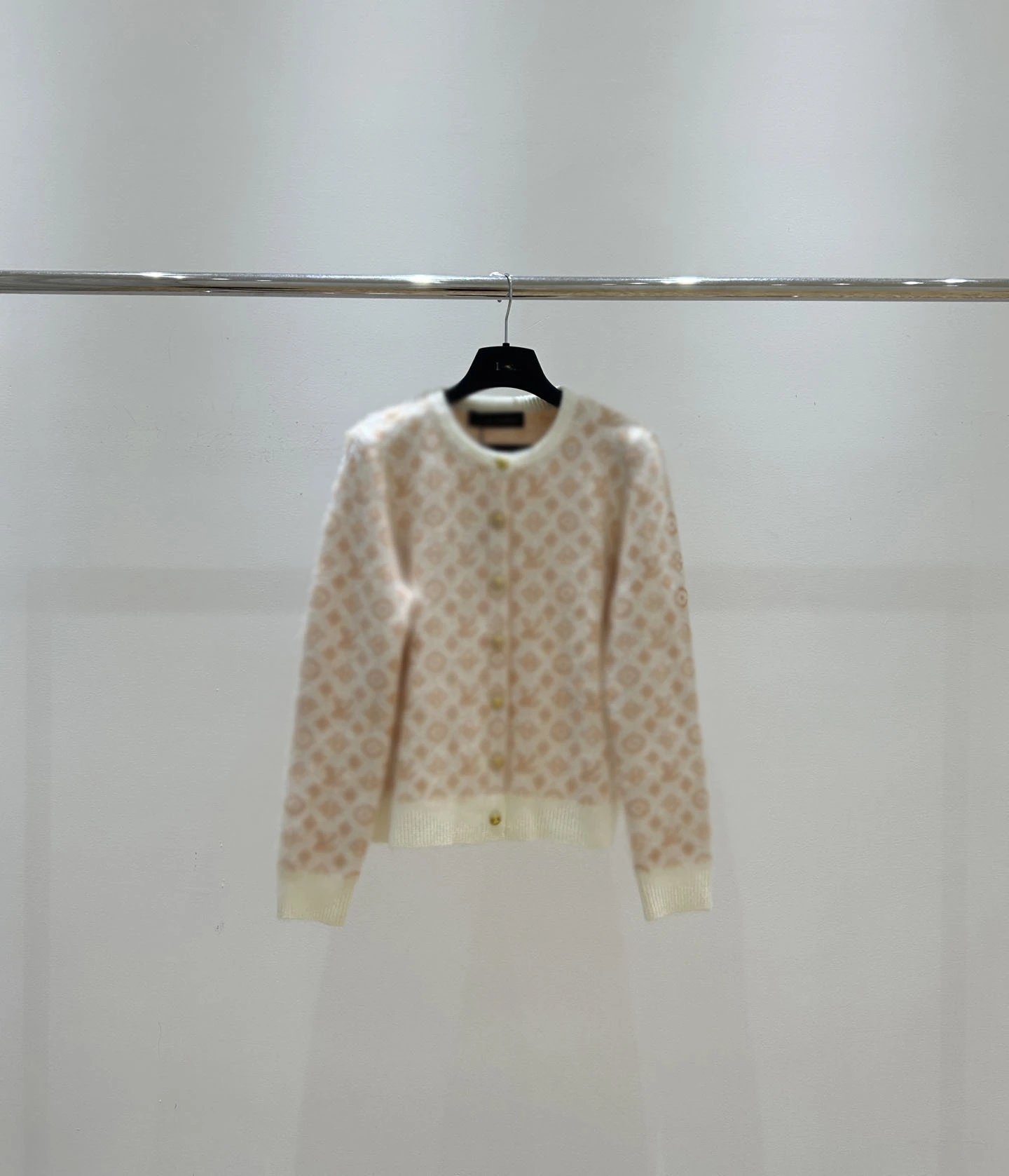 Louis Vuitton Monogram Knit Cardigan Beige Cream Sweater - 6