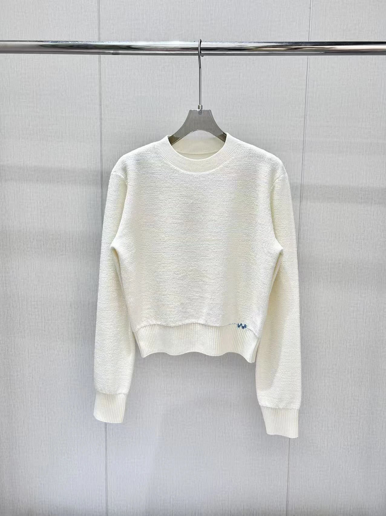 MMY Cropped Ribbed Knit Sweater Off-White - 1