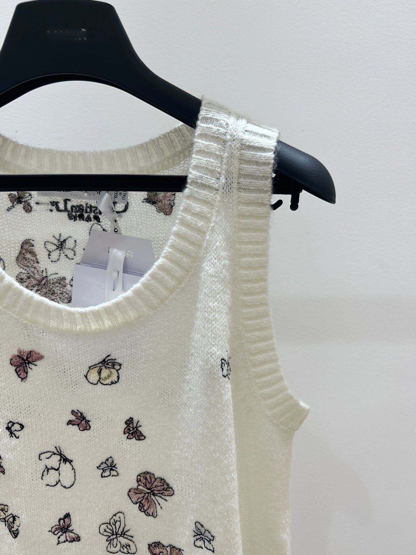 Dior Butterfly-Print Knit Vest Top White - 20