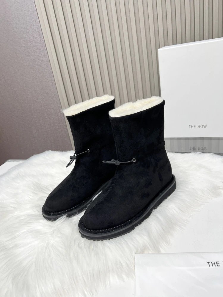 THE ROW Shearling-Lined Suede Ankle Boots Brown - 15