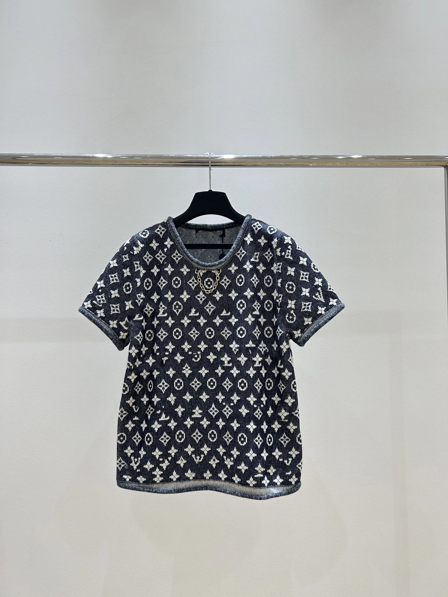 Louis Vuitton Monogram Knit T-Shirt Navy - 16