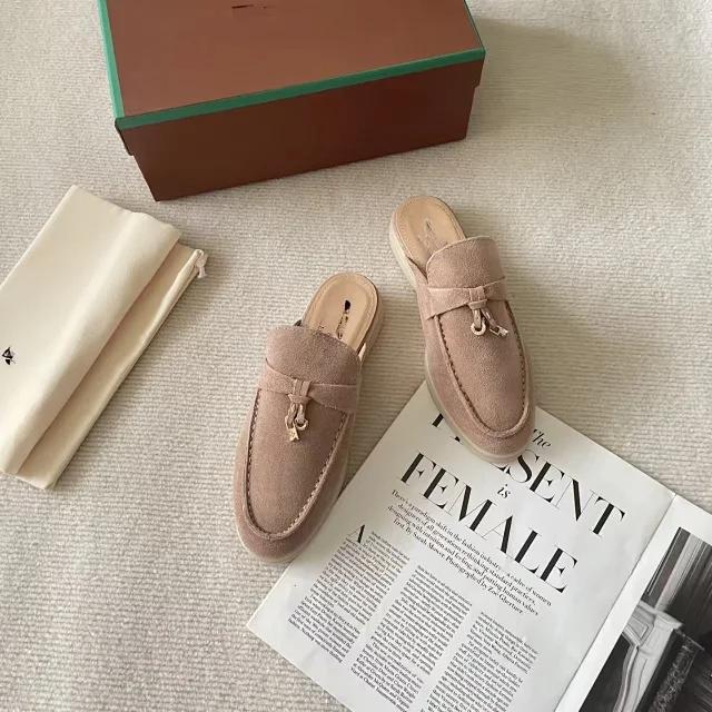 Unbranded Slippers Closed-Toe Loafer Mules with Metal Charm product detail image 9