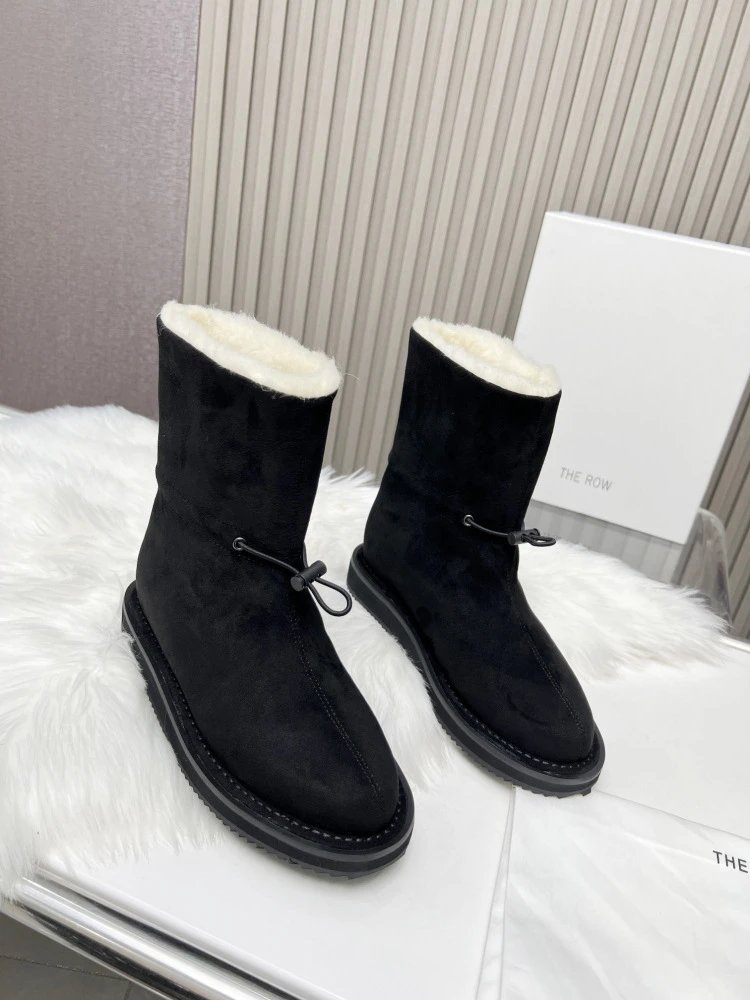 THE ROW Shearling-Lined Suede Ankle Boots Brown - 12