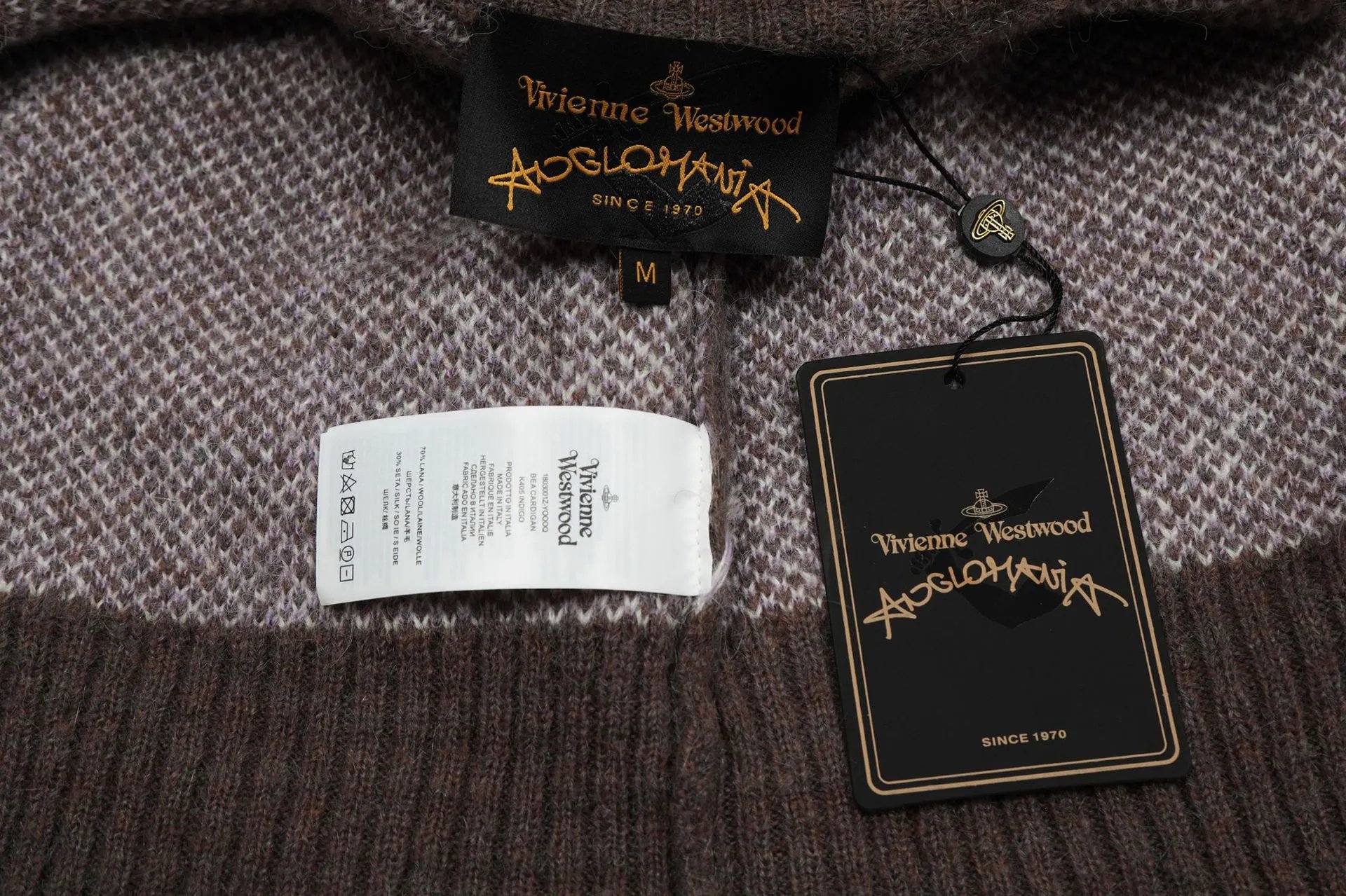 Vivienne Westwood Red Label Orb Logo Striped Trim Cardigan White - 6