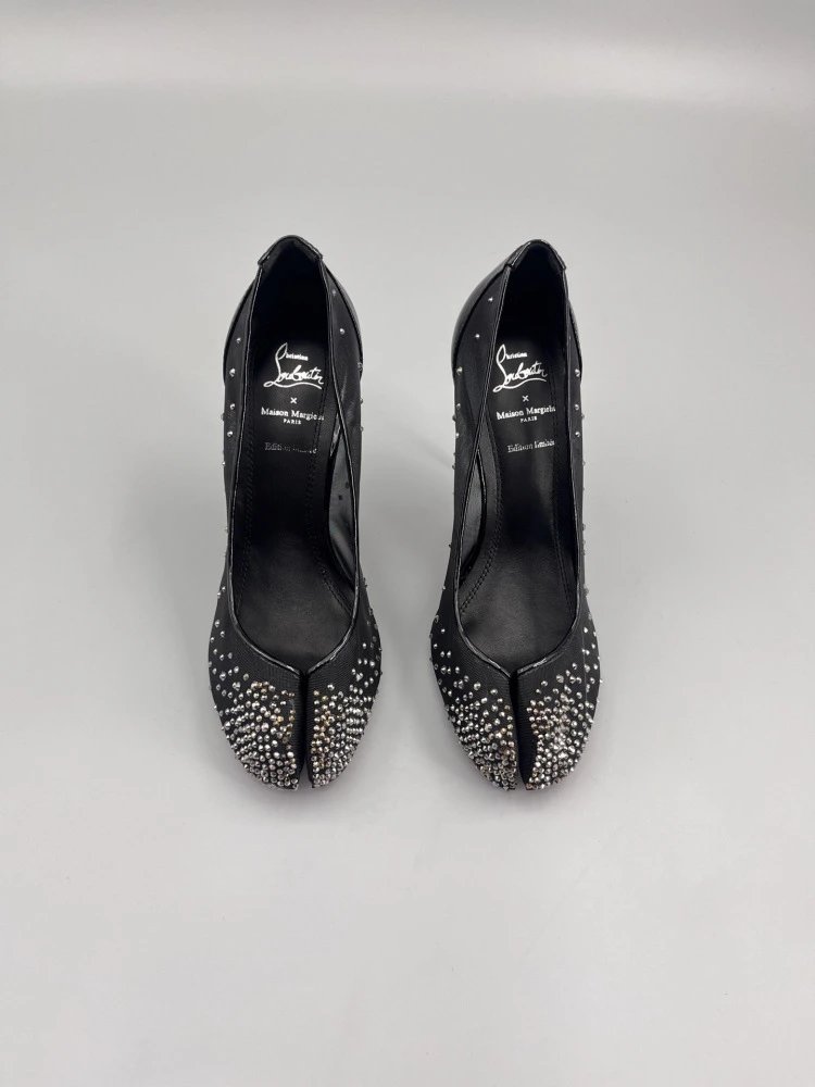 Christian Louboutin Pigalle Follies Studded Mesh Black Stilettos - 17