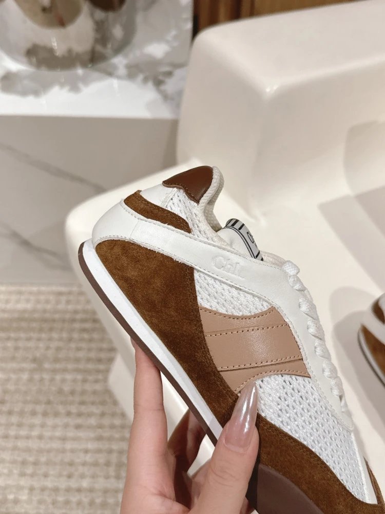 Chloé Tennis 1970 White and Gray Mesh Sneakers - 14