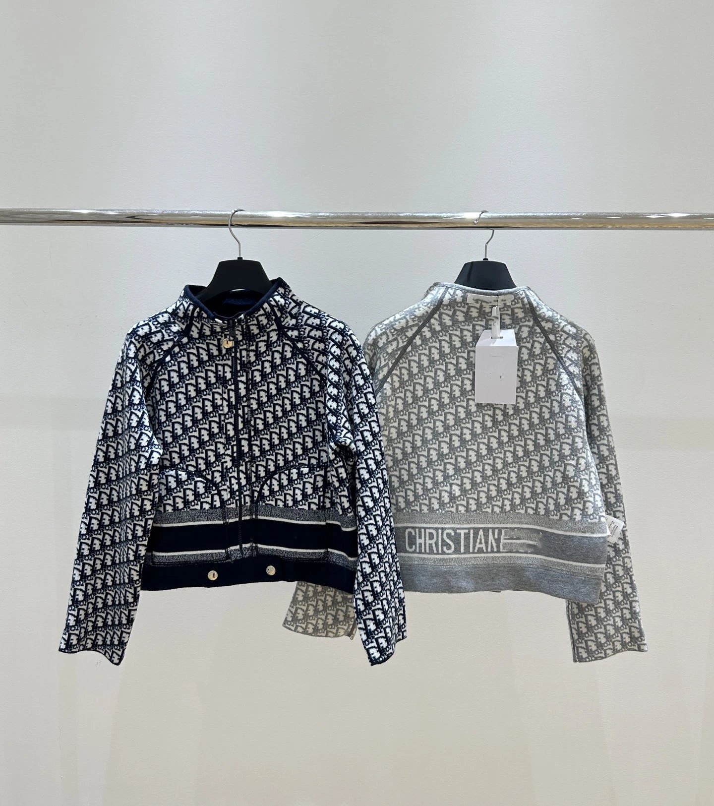 Dior Oblique Knit Jacket Gray Multicolor Outerwear - 4