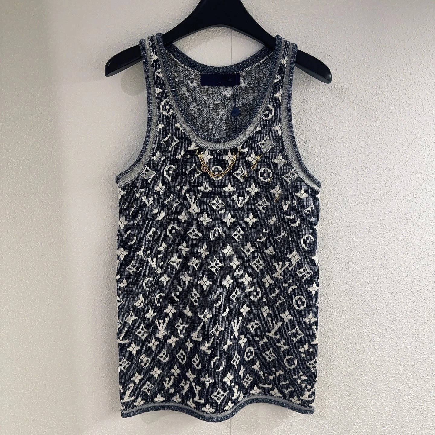Louis Vuitton Monogram Knit Vest-Top Navy - 3