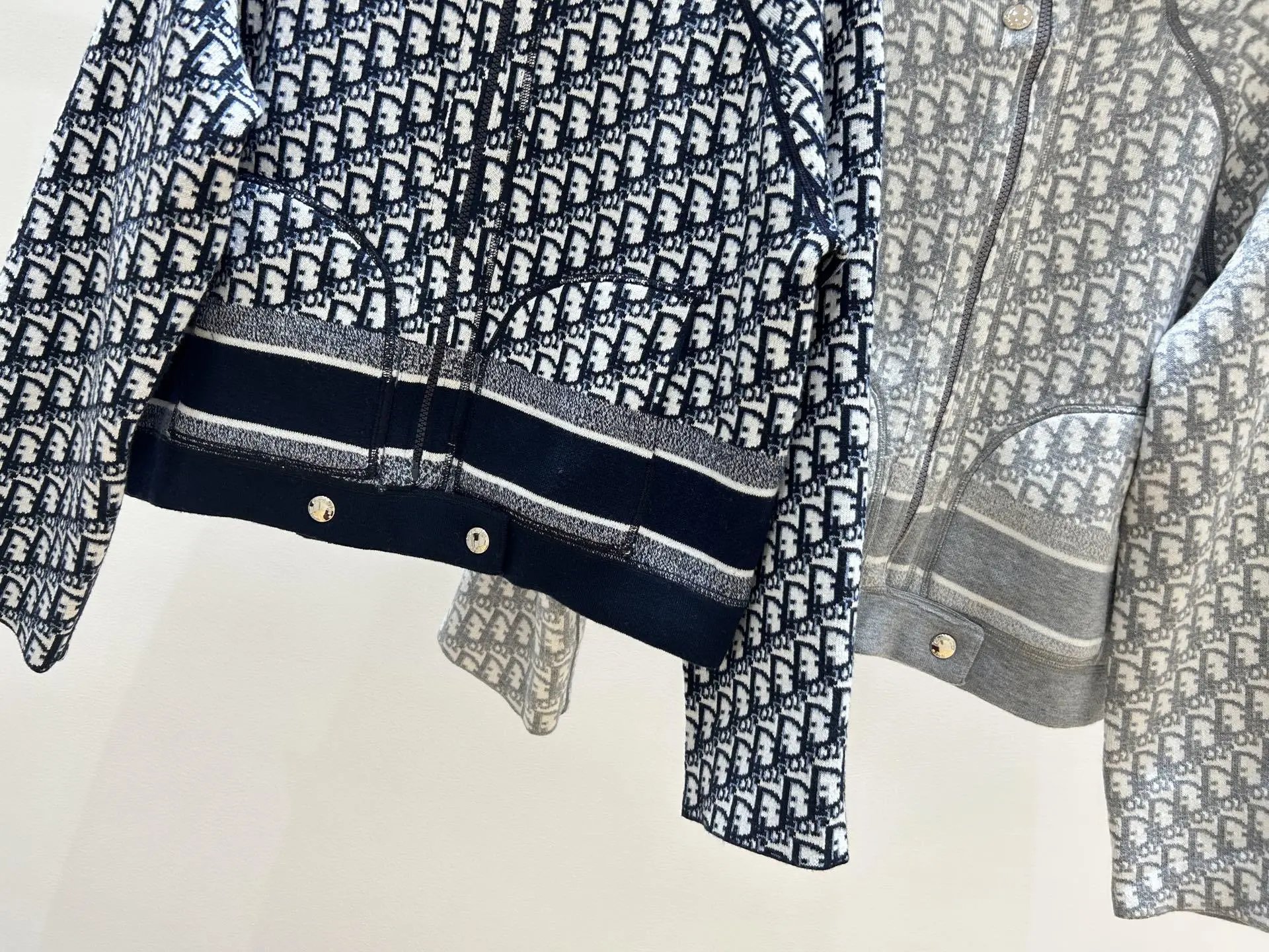 Dior Oblique Knit Jacket Gray Multicolor Outerwear - 10