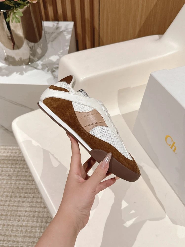 Chloé Tennis 1970 White and Gray Mesh Sneakers - 16