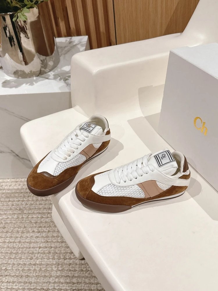Chloé Tennis 1970 White and Gray Mesh Sneakers - 11