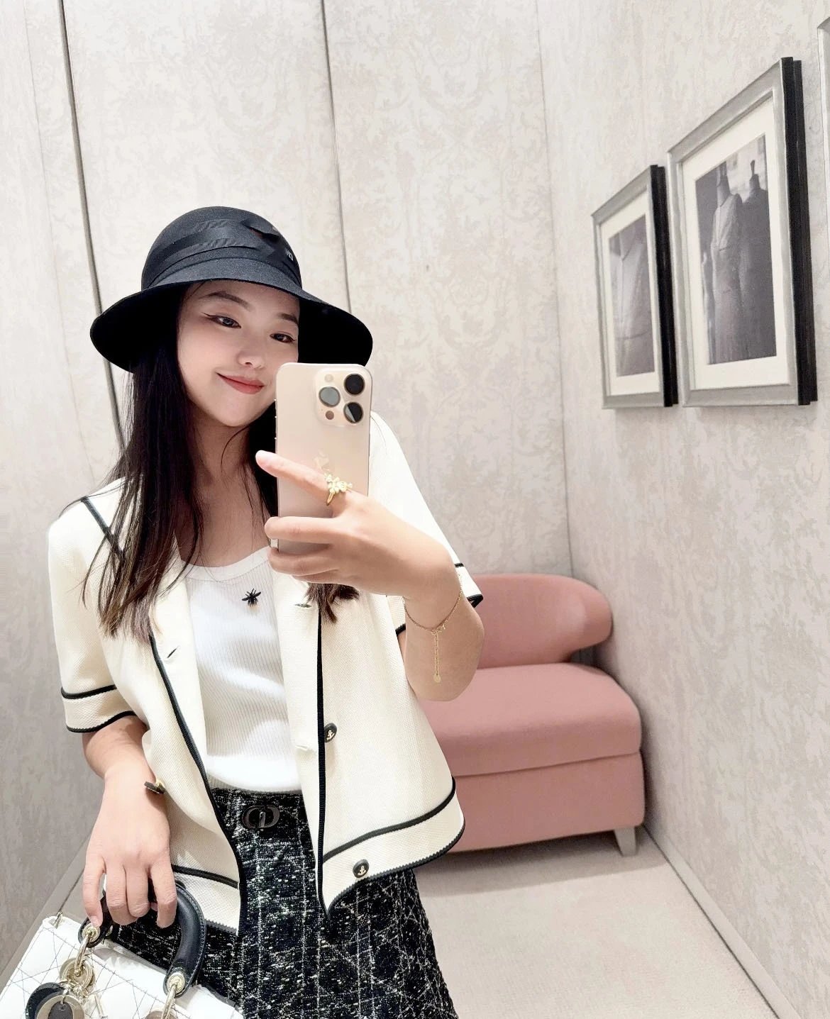 Nautical-Style Cropped Blazer White with Black Piping - 13
