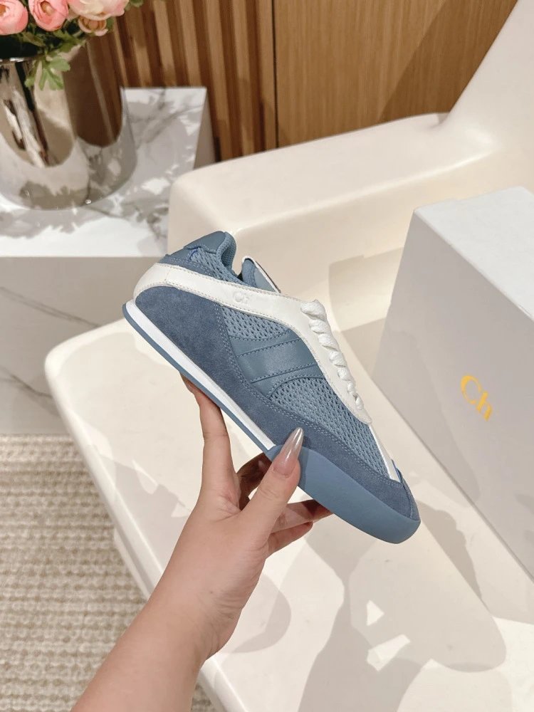 Chloé Tennis 1970 White and Gray Mesh Sneakers - 29