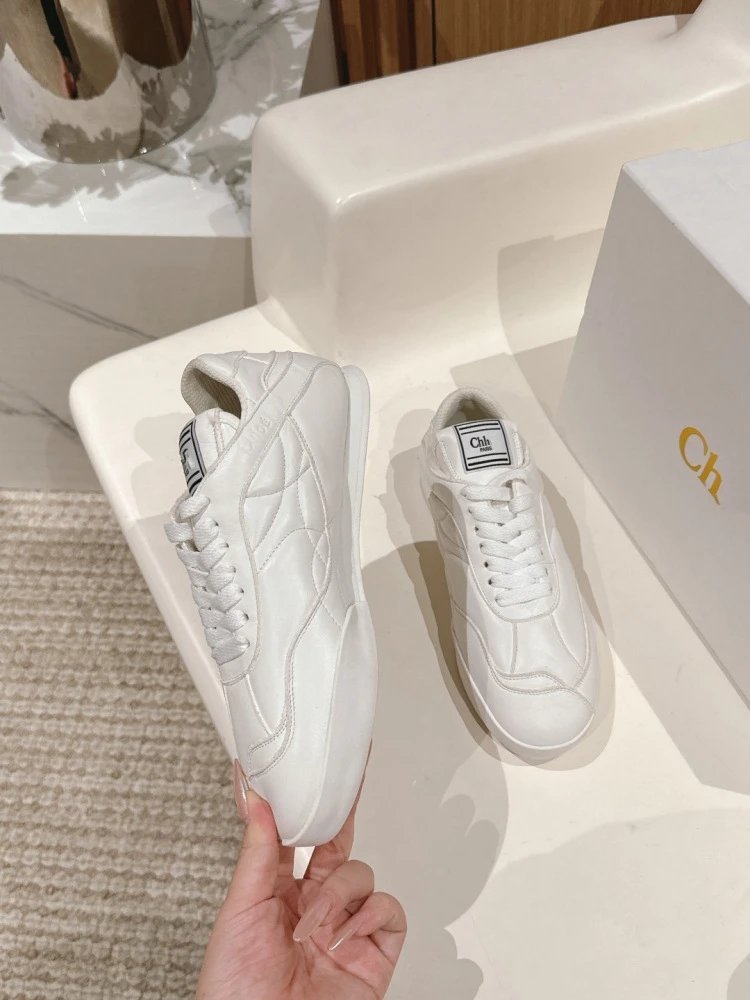 Chloé Tennis 1970 White and Gray Mesh Sneakers - 36