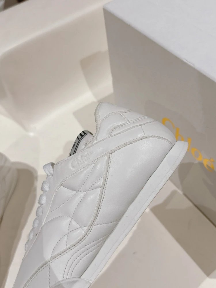 Chloé Tennis 1970 White and Gray Mesh Sneakers - 38