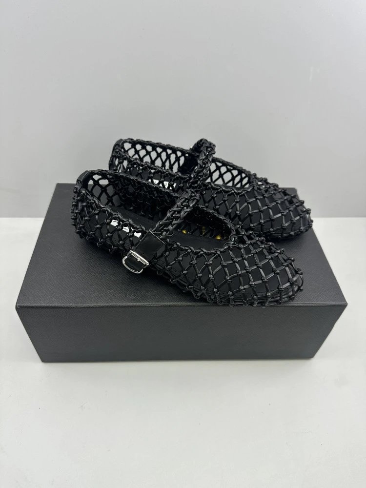 Maison Margiela Tabi Mesh Mary Janes Gold Shoes - 5