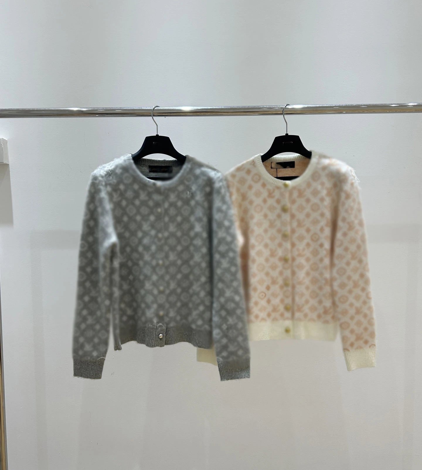 Louis Vuitton Monogram Knit Cardigan Beige Cream Sweater - 3