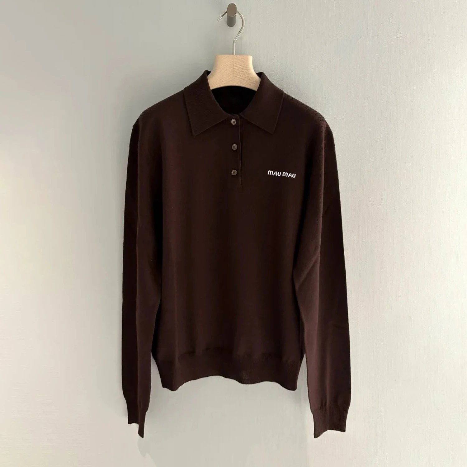 Miu Miu Knit Polo Shirt Brown - 4