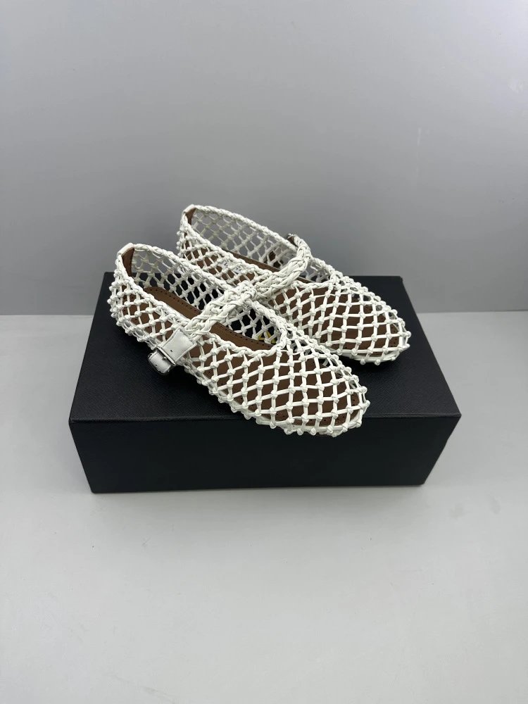 Maison Margiela Tabi Mesh Mary Janes Gold Shoes - 11
