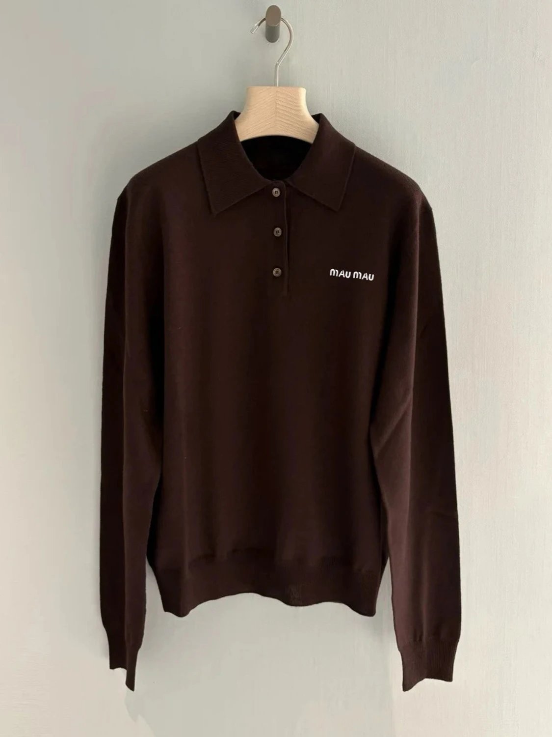 Miu Miu Knit Polo Shirt Brown - 6