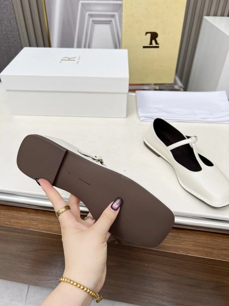 The Row Mary Jane Black Leather Flat Shoes - 15
