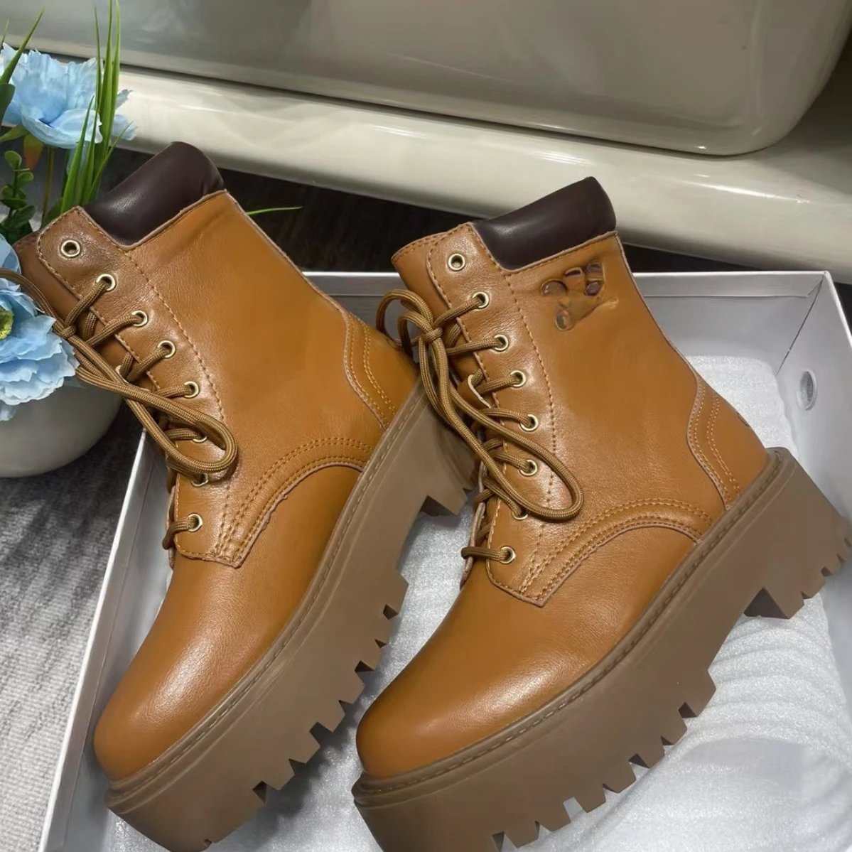 Unbranded Boots Lace-Up Ankle with Chunky Lug Soles image 4