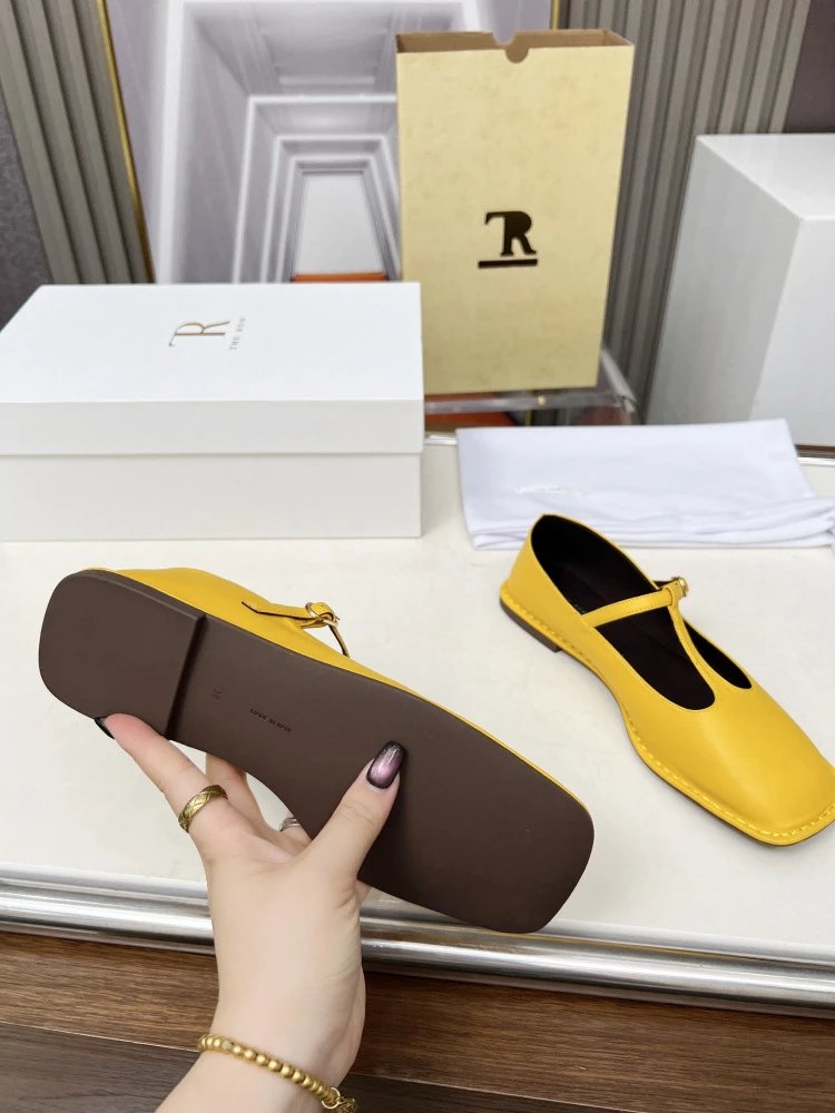 The Row Mary Jane Black Leather Flat Shoes - 27