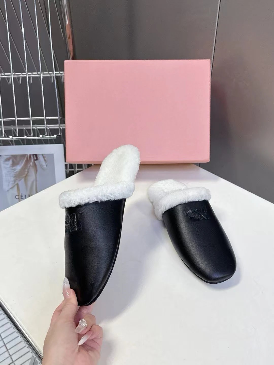 Jil Sander + UGG Shearling-Trimmed Leather Slippers Orange - 2