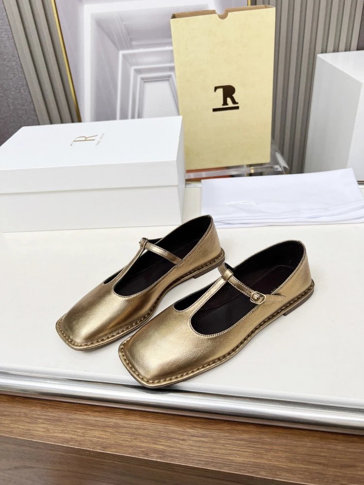 The Row Mary Jane Black Leather Flat Shoes - 35