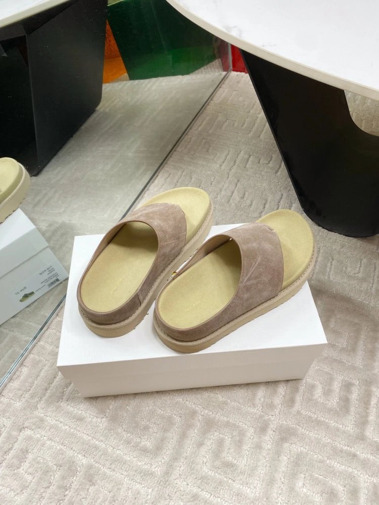 Gallery Dept. Suede Slide Sandals Olive Green Slippers - 15