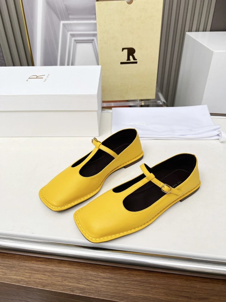 The Row Mary Jane Black Leather Flat Shoes - 22