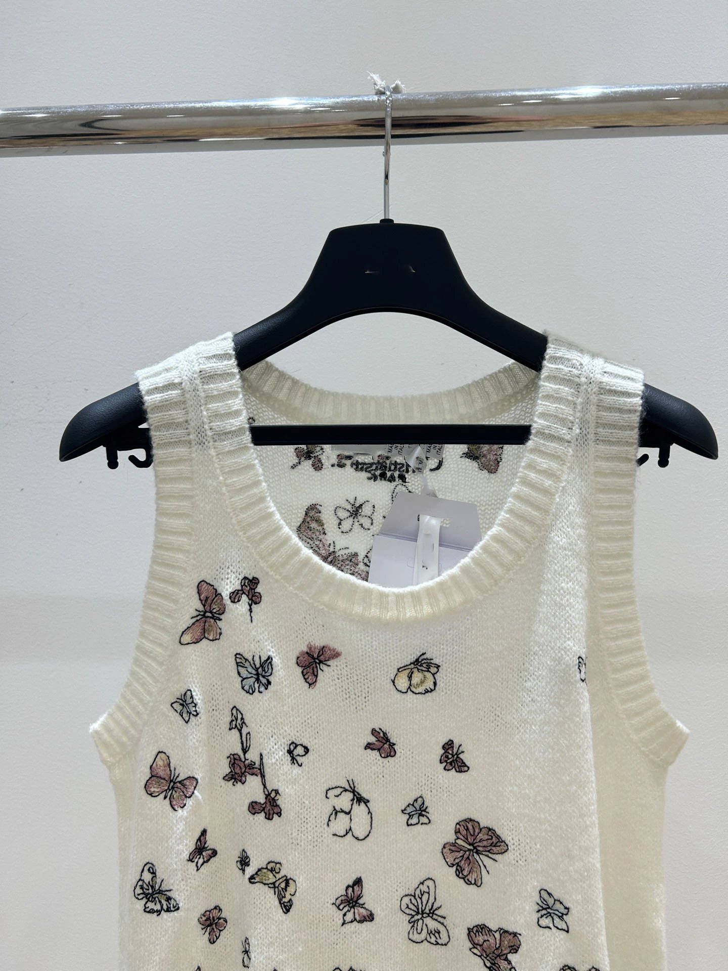 Dior Butterfly-Print Knit Vest Top White - 17