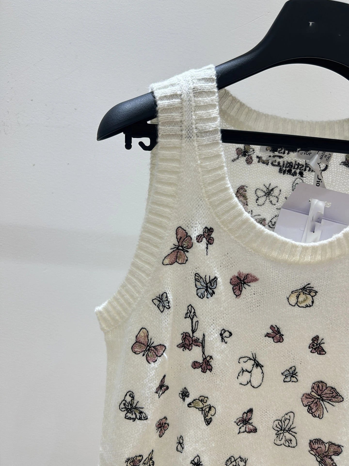 Dior Butterfly-Print Knit Vest Top White - 19
