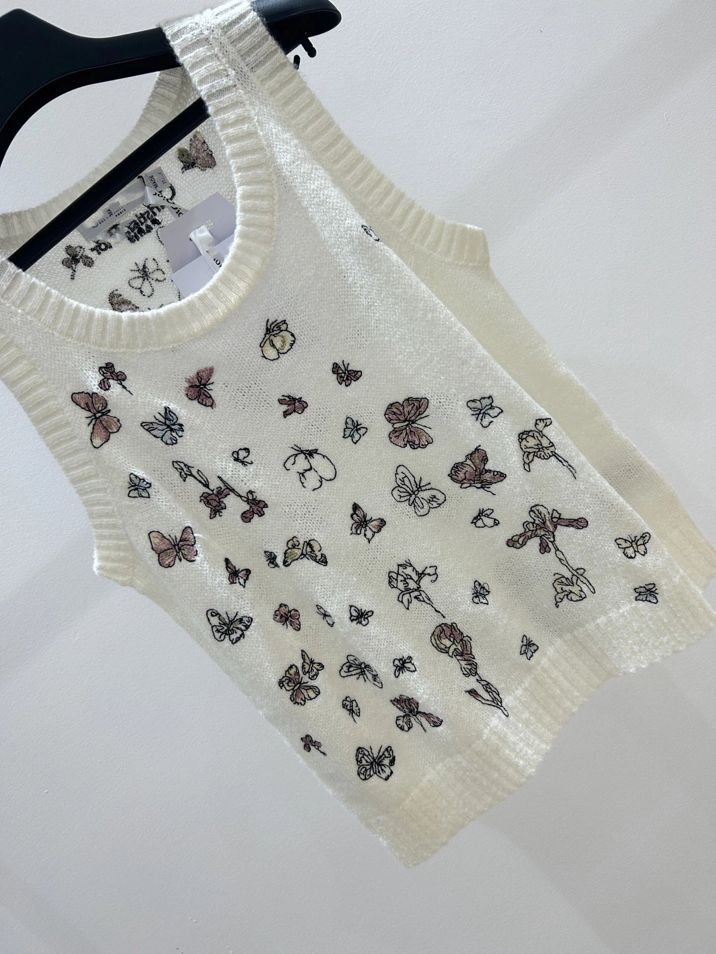 Dior Butterfly-Print Knit Vest Top White - 21