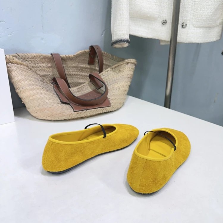 Loewe Flamenco Ballet Flats Light Gray Suede Shoes - 5