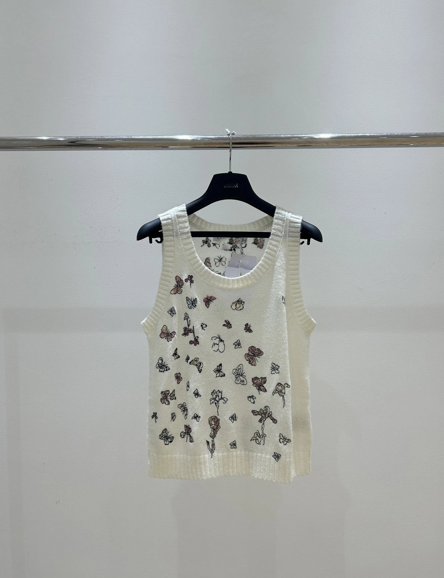 Dior Butterfly-Print Knit Vest Top White - 15