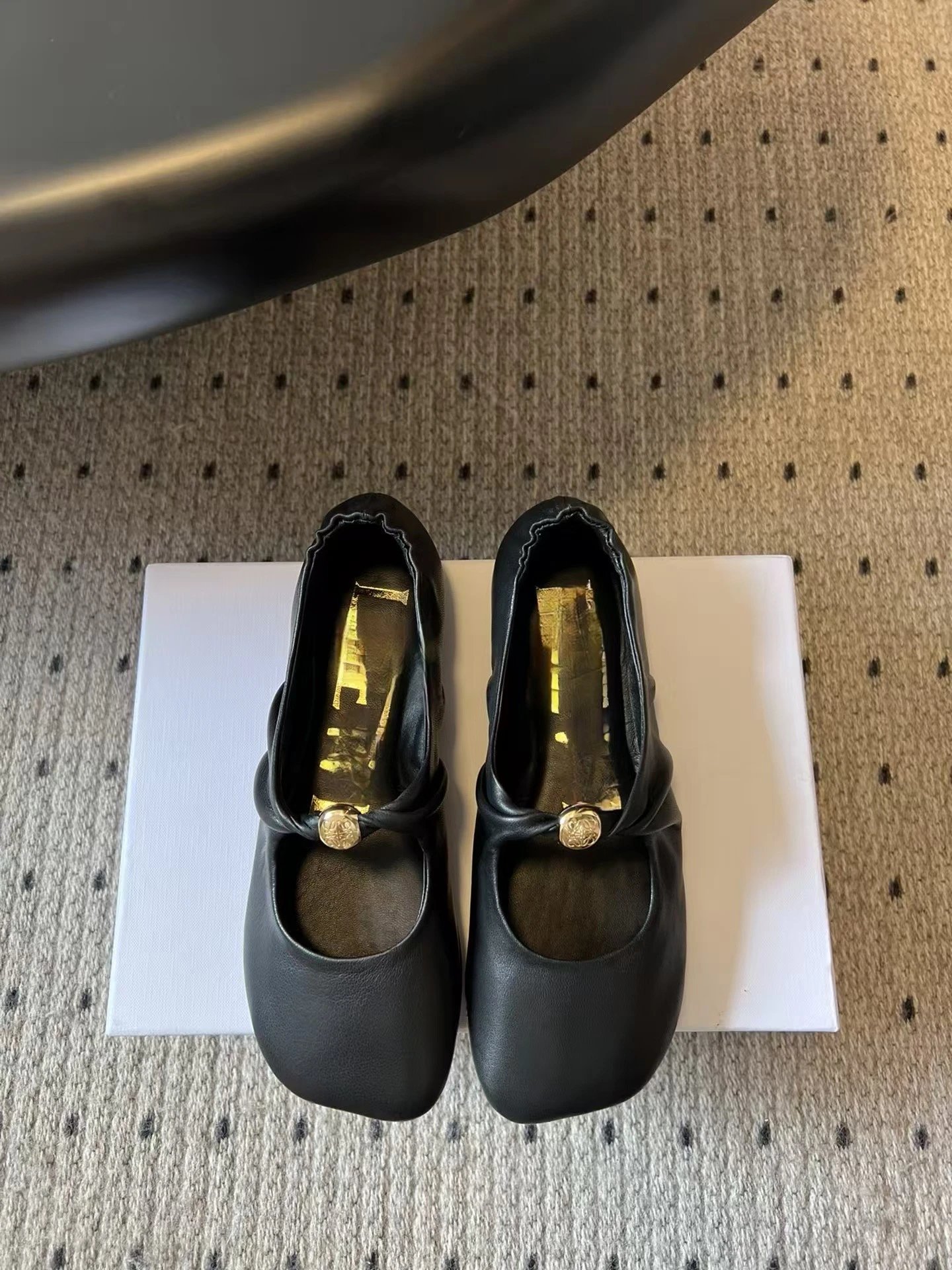 LE FÉLICIE Mary Jane Flat Black Leather Shoes - 2