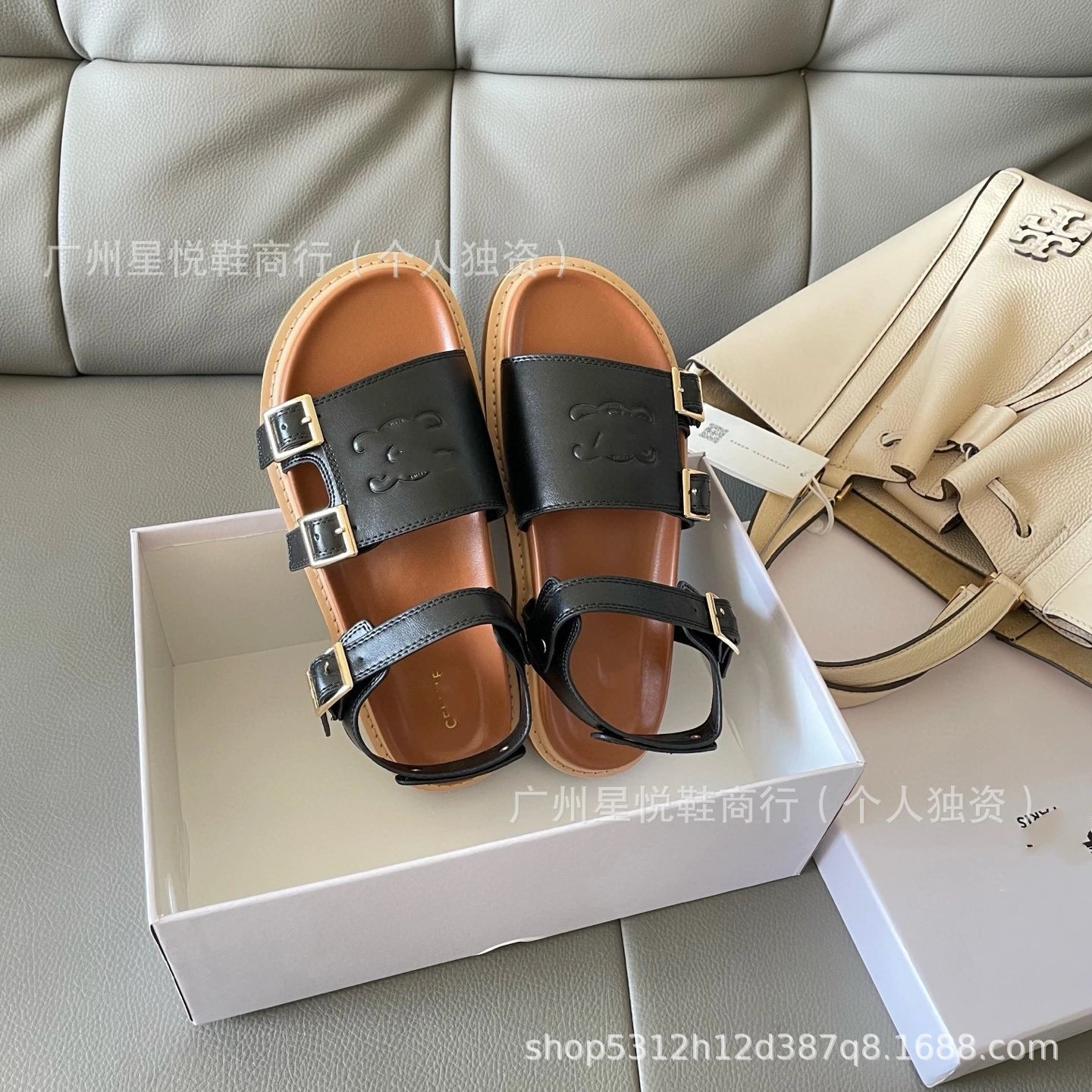Tory Burch Miller Double-Strap Logo Sandals Black - 14