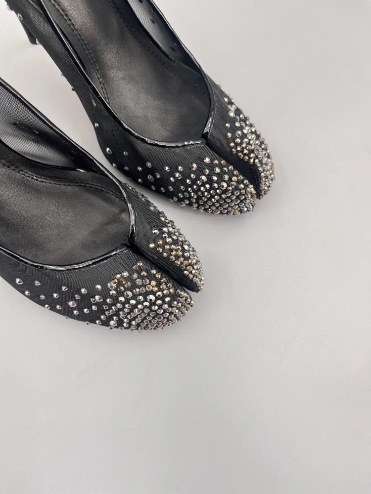 Christian Louboutin Pigalle Follies Studded Mesh Black Stilettos - 19