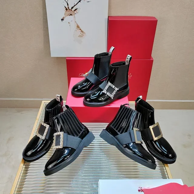 Unbranded Boots Patent Chelsea Ankle with Crystal Buckle product detail image 1