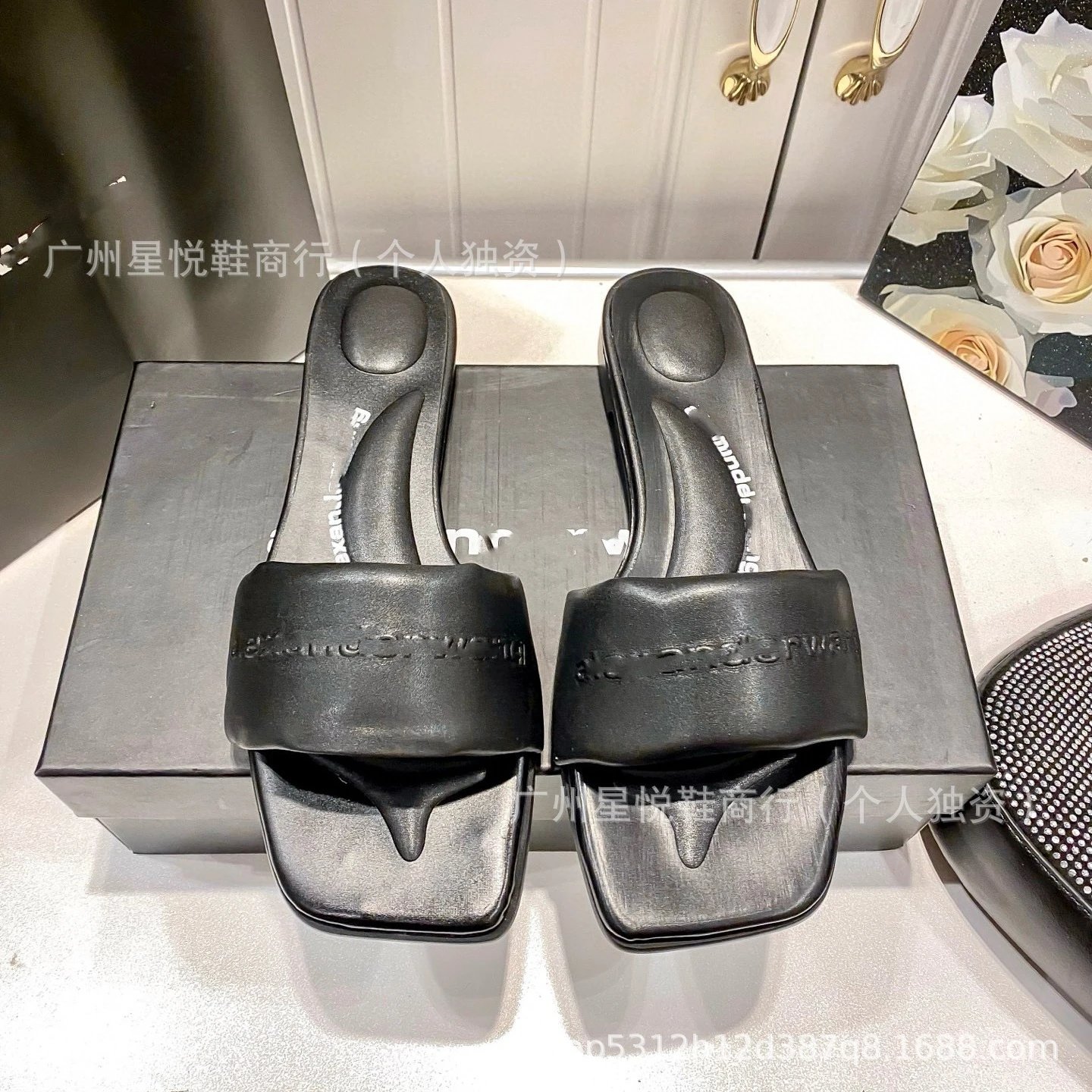 Alexander McQueen Denim Slide Sandals Blue - 3