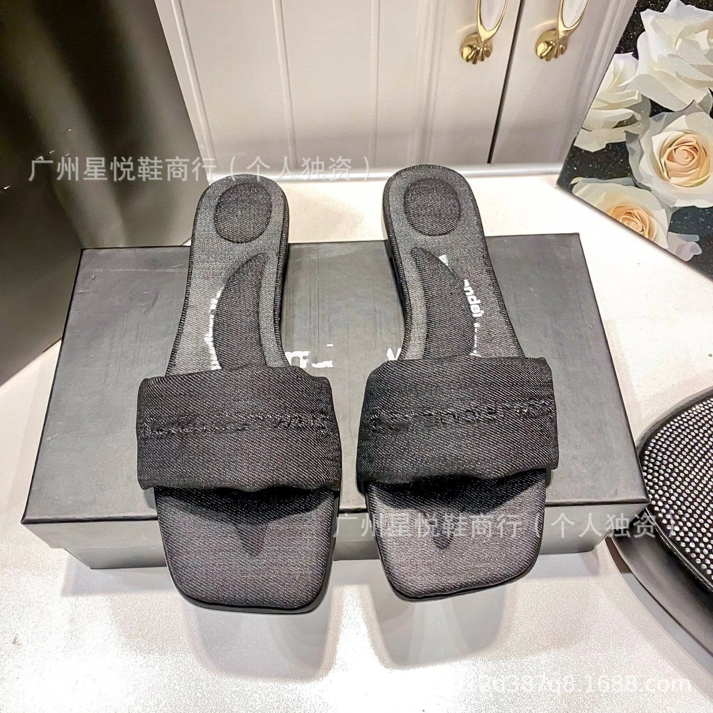 Alexander McQueen Denim Slide Sandals Blue - 12